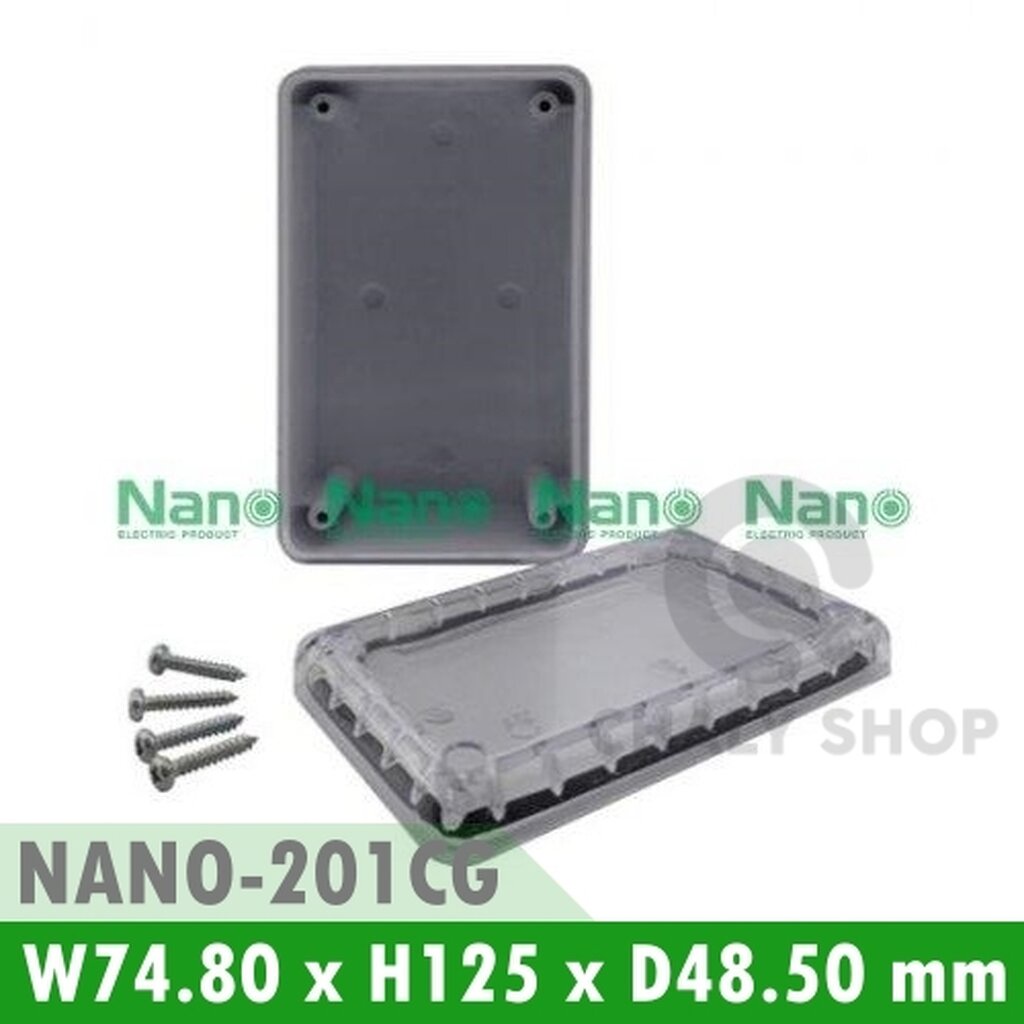 รูปสินค้า NANO Electric® NANO-201CG กล่องกันน้ำพลาสติก ฝาใส ขนาด W74.80xH125xD48.50 mm สีเทา (JUNCTION BOX IP65)