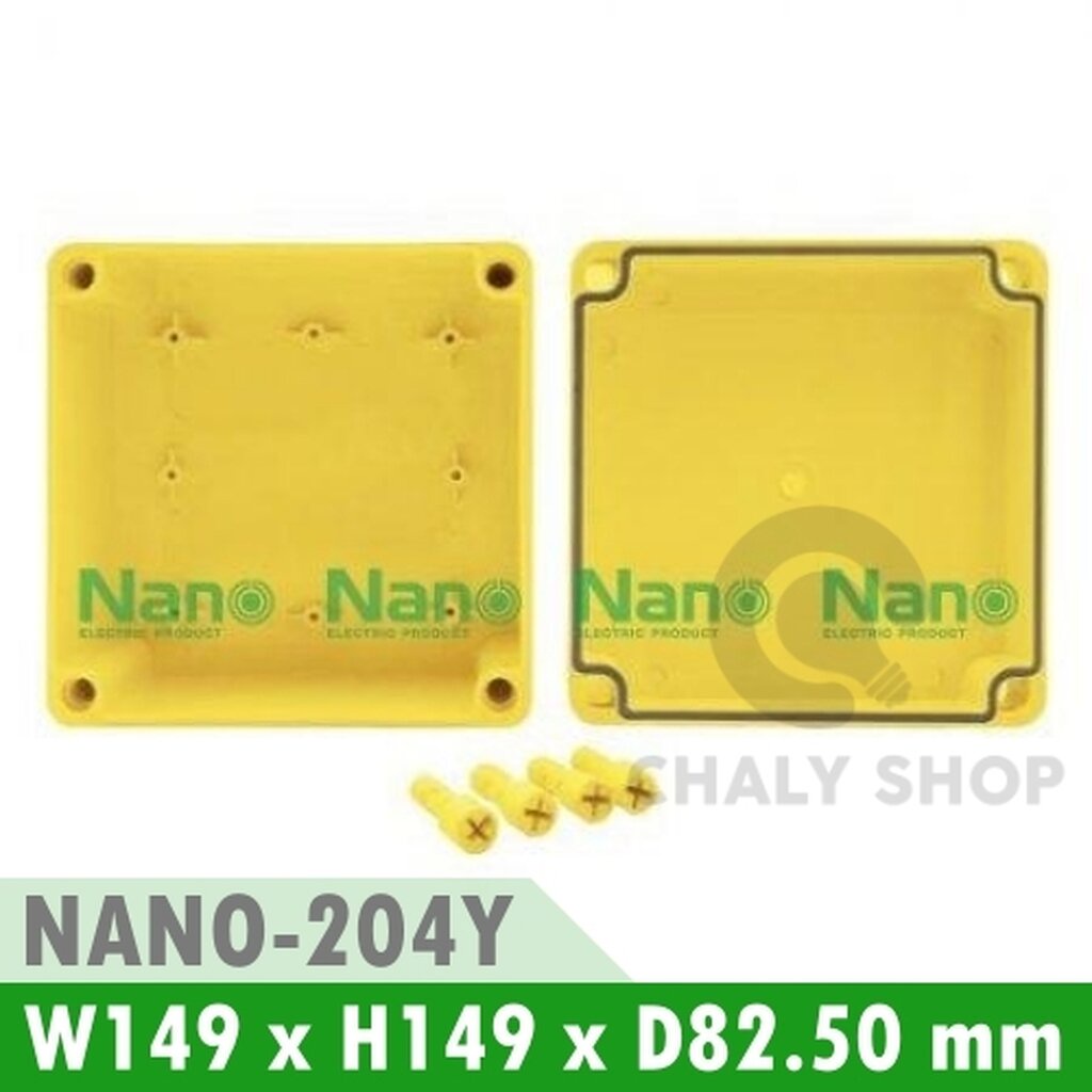 รูปสินค้า NANO Electric® NANO-204Y กล่องกันน้ำพลาสติก ฝาทึบ ขนาด W149xH149xD82.50 mm (JUNCTION BOX IP65) สีเหลือง