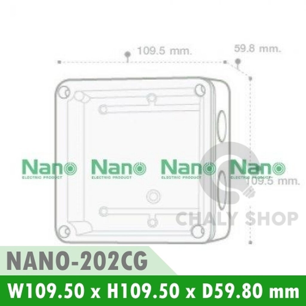 รูปสินค้า NANO Electric® NANO-202CG กล่องกันน้ำพลาสติก ฝาใส ขนาด W109.50xH109.50xD59.80 mm สีเทา (JUNCTION BOX IP65)