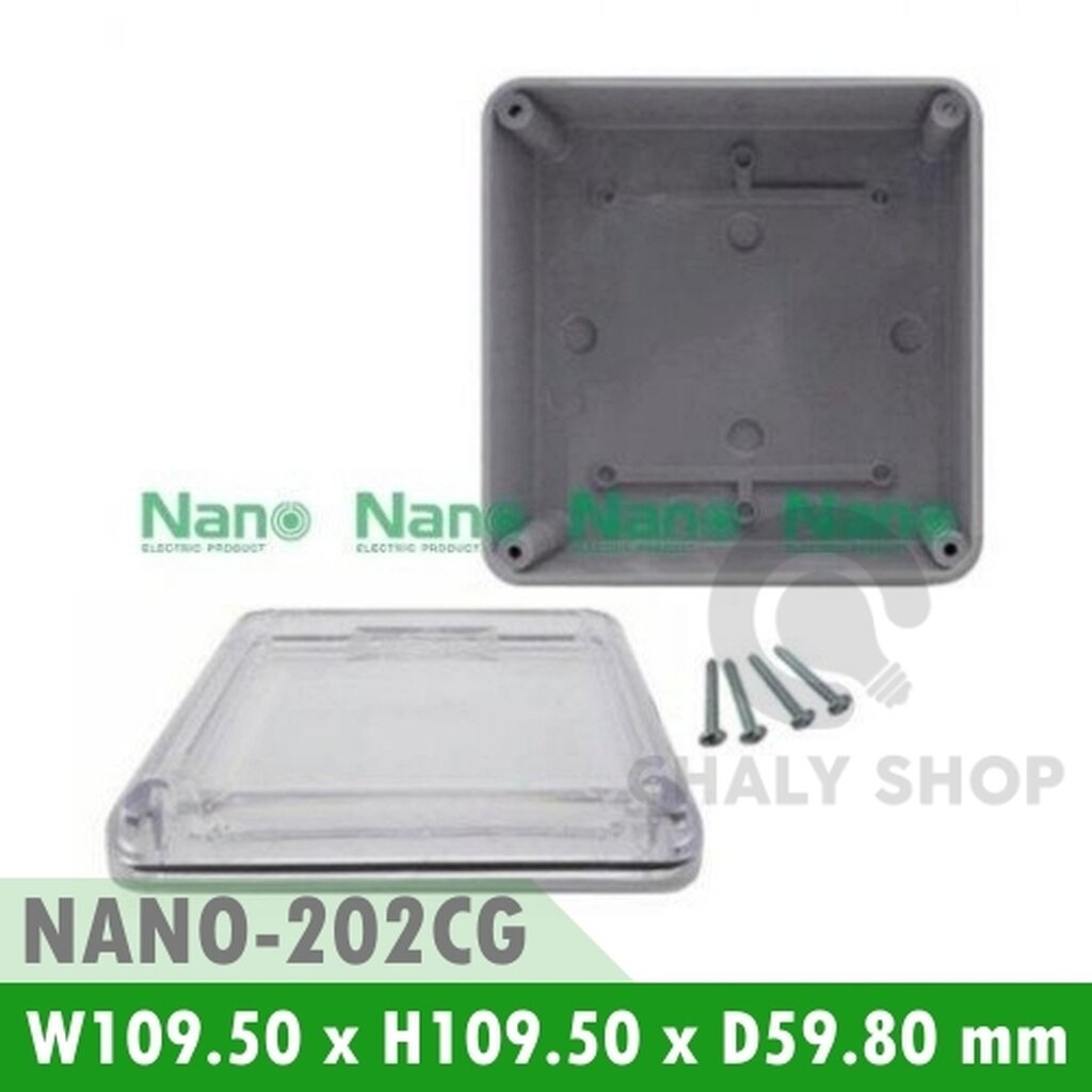 รูปสินค้า NANO Electric® NANO-202CG กล่องกันน้ำพลาสติก ฝาใส ขนาด W109.50xH109.50xD59.80 mm สีเทา (JUNCTION BOX IP65)