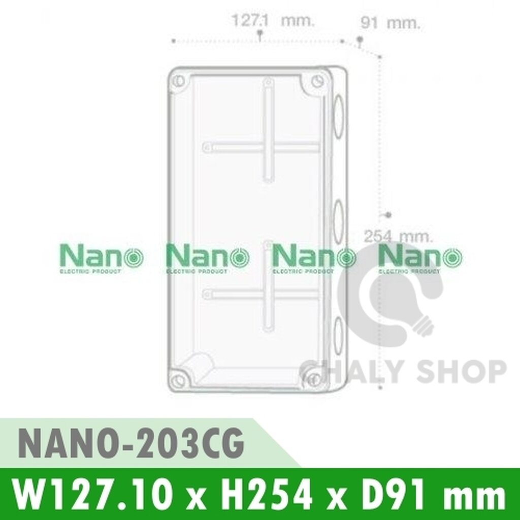 รูปสินค้า NANO Electric® NANO-203CG กล่องกันน้ำพลาสติก ฝาใส ขนาด W127.10xH254xD91 mm สีเทา (JUNCTION BOX IP65)
