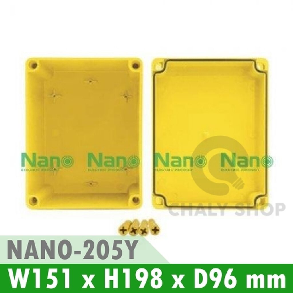 รูปสินค้า NANO Electric® NANO-205Y กล่องกันน้ำพลาสติก ฝาทึบ ขนาด W151xH198xD96 mm (JUNCTION BOX IP65) สีเหลือง