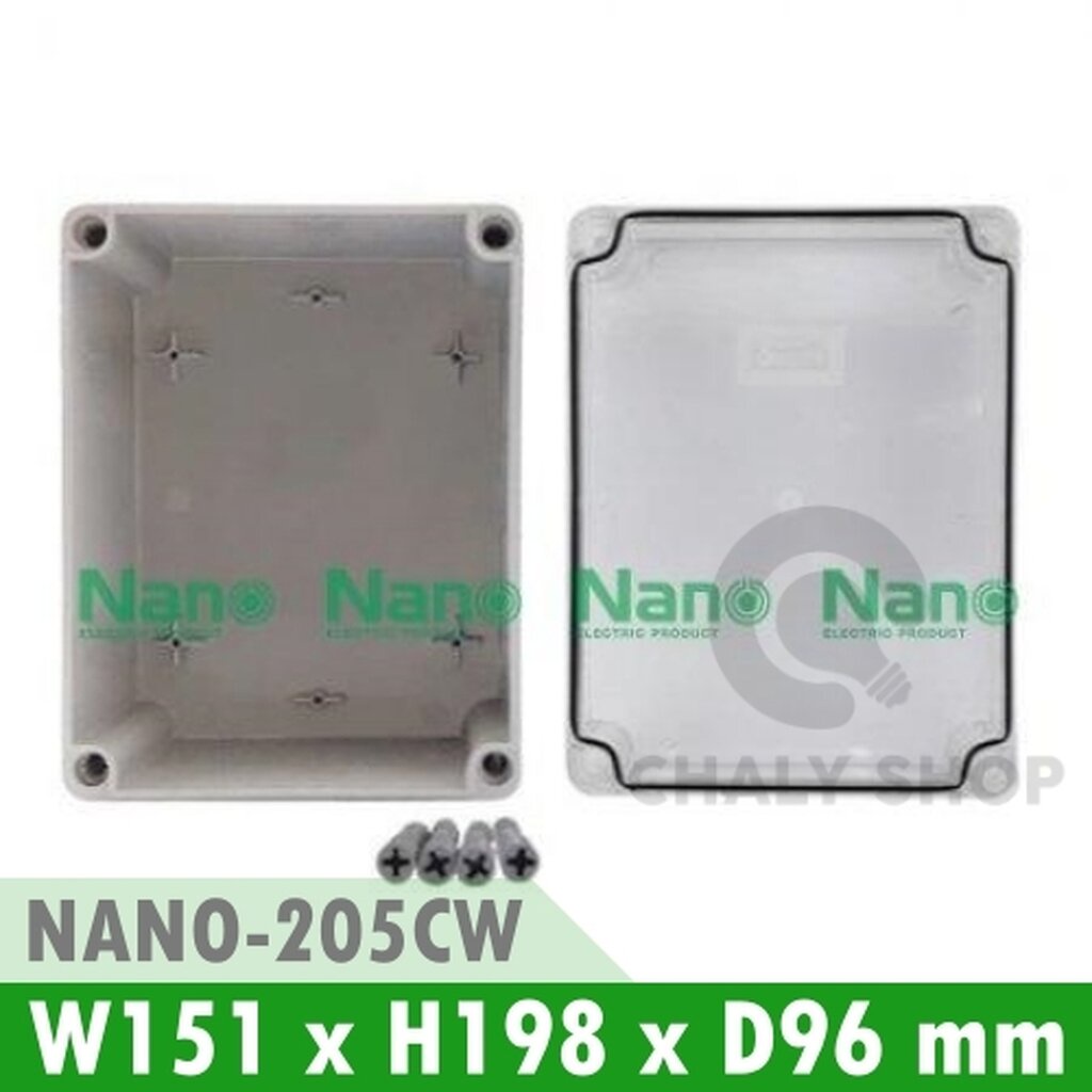 รูปสินค้า NANO Electric® NANO-205CW กล่องกันน้ำพลาสติก ฝาใส ขนาด W151xH198xD96 mm สีขาว (JUNCTION BOX IP65)