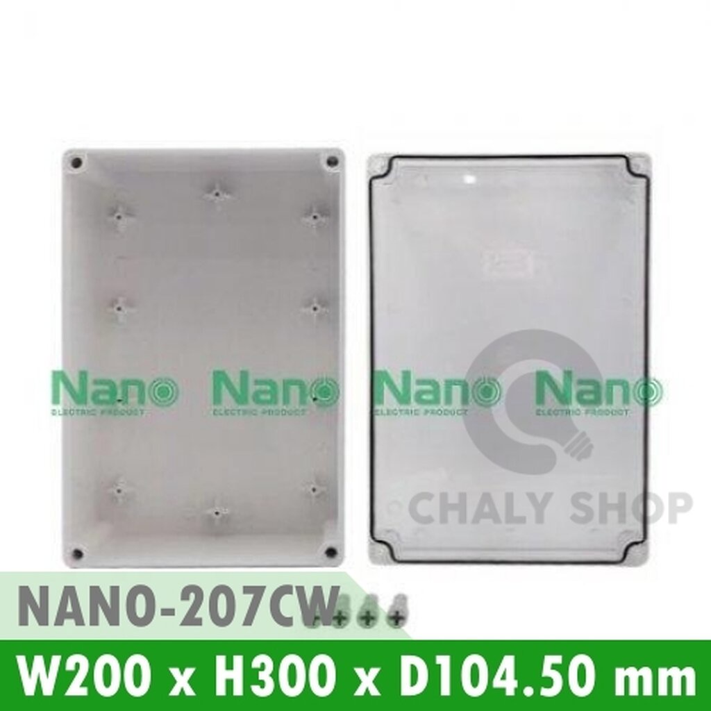 รูปสินค้า NANO Electric® NANO-207CW กล่องกันน้ำพลาสติก ฝาใส ขนาด W200xH300xD104.50 mm สีขาว (JUNCTION BOX IP65)