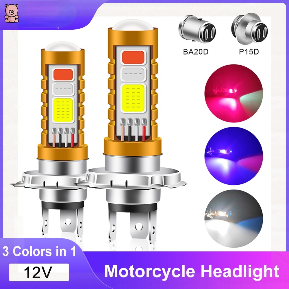 1 Peça Lâmpada LED 3 Cores Em 1 P15D H4 H6 BA20D Hi/Lo Beam Para Motos , scooters YUE