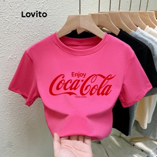 Lovito Casual Camiseta Feminina com Estampa de Texto LNE15013 (Rosa Choque)