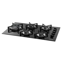 Fogão de Mesa Cooktop 5 Bocas Vidro Preto à Gás Suggar FG5535VP