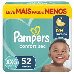 Fralda Pampers Confort Sec Super XXG 52 Unidades