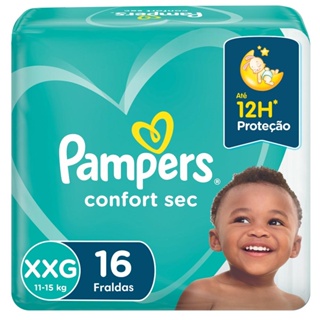 Fralda Pampers Confort Sec Pacotão XXG 16 Unidades em Oferta na Shopee