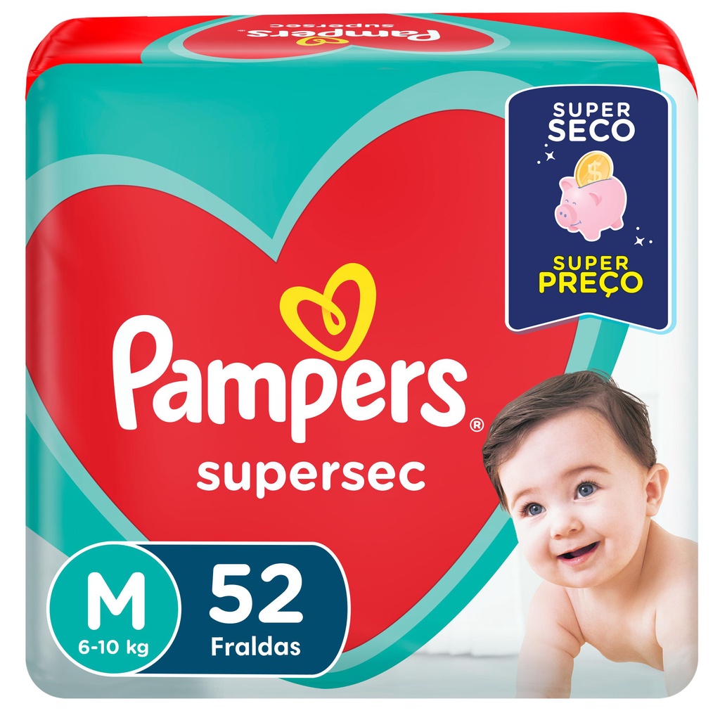 Fralda Pampers Supersec M 52 Unidades - Mom & Baby
