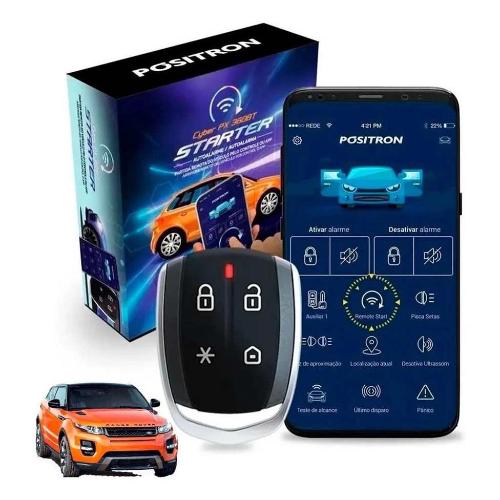 Alarme Carro Positron Cyber Px360bt App + Partida Remota