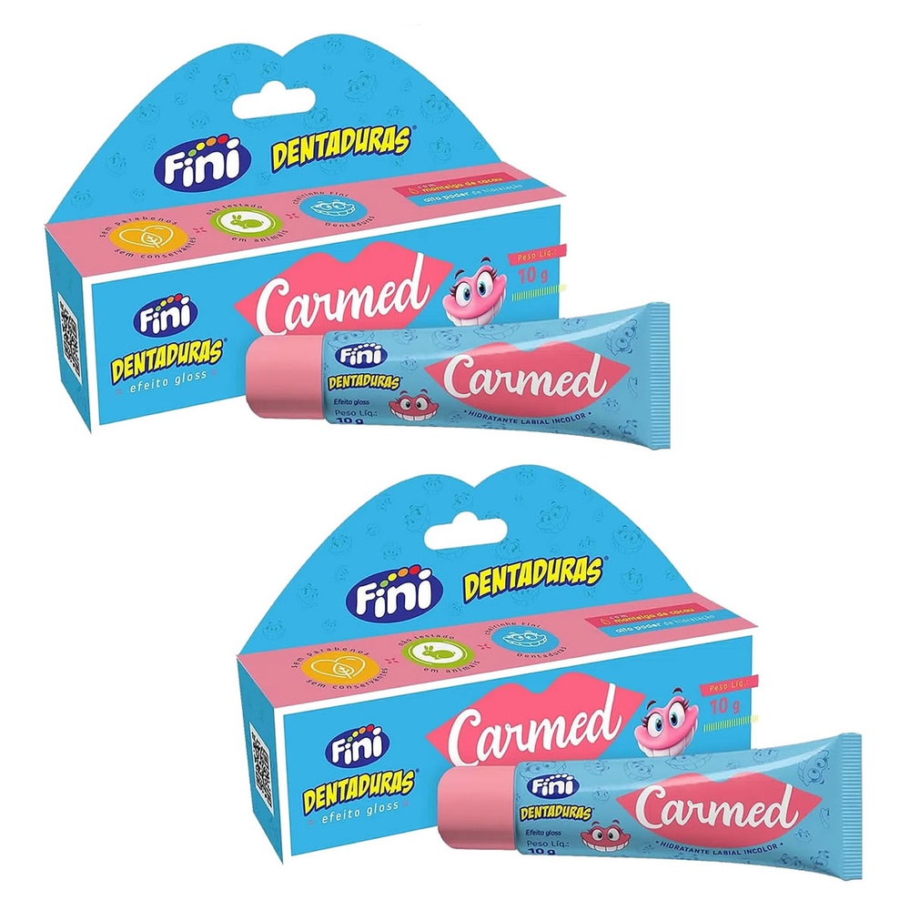 Kit 2 Unidades Hidratante Labial Carmed Fini Dentaduras Efeito Gloss 10g em Oferta na Shopee