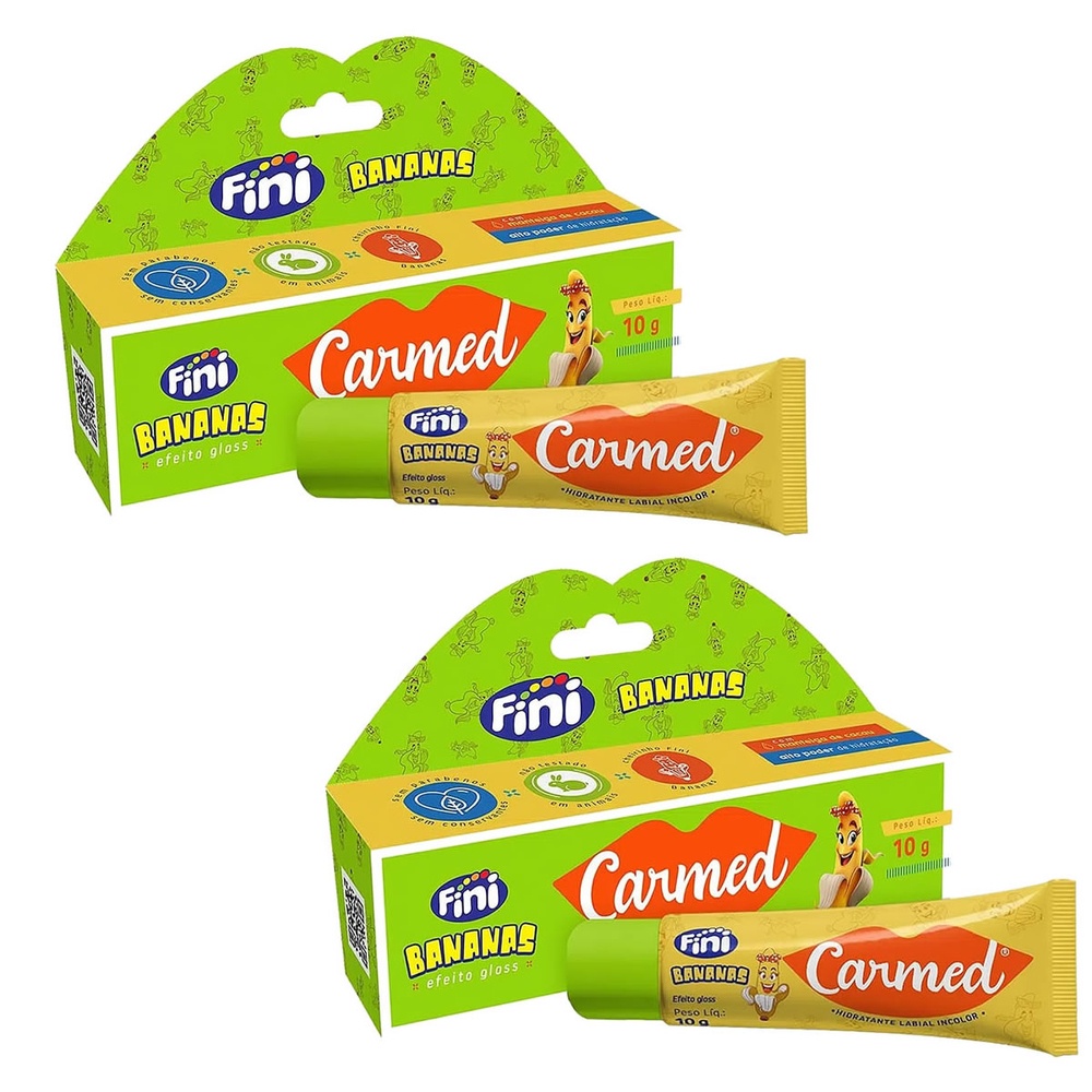 Kit 2 Unidades Hidratante Labial Carmed Fini Bananas Efeito Gloss 10g em Oferta na Shopee