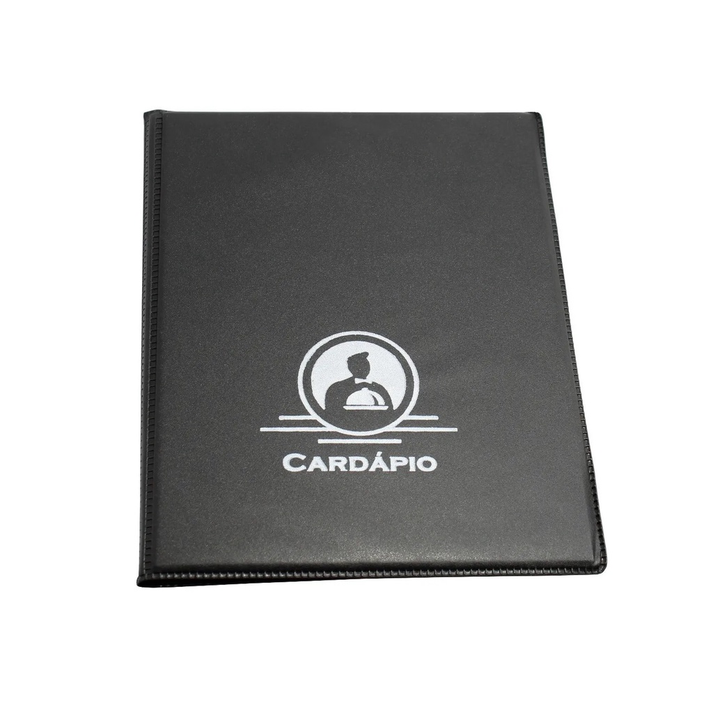 Kit 10 Pastas Cardapio Preta 4 Bolsas Menu Restaurante