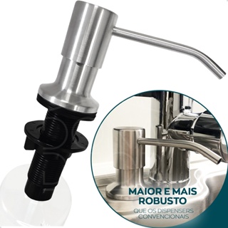 Porta Detergente Dosador Embutir 500ml Inox Porta Sabonet Liquido Cozinha Prata Escovado Preto Fosco em Oferta na Shopee