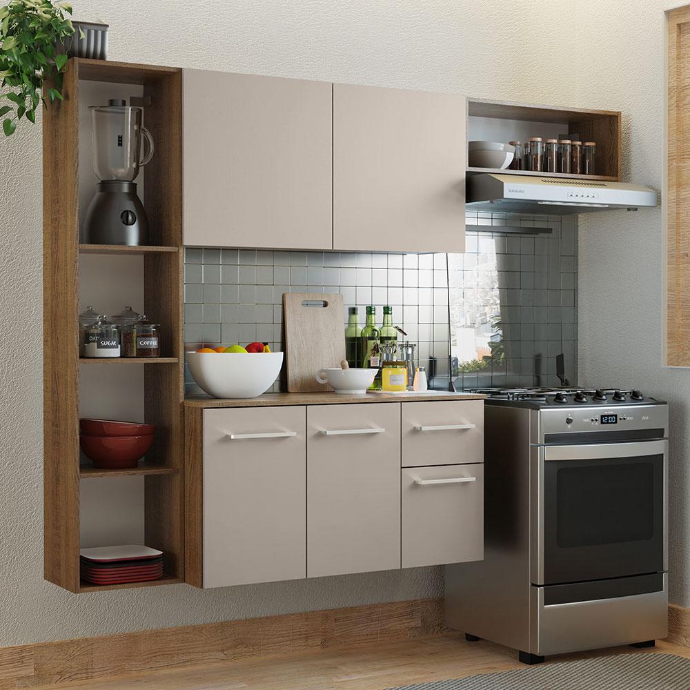 Armário de Cozinha Compacta 180cm Rustic/Crema Easy Madesa - Home & Living