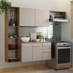 Armário de Cozinha Compacta 180cm Rustic/Crema Easy Madesa