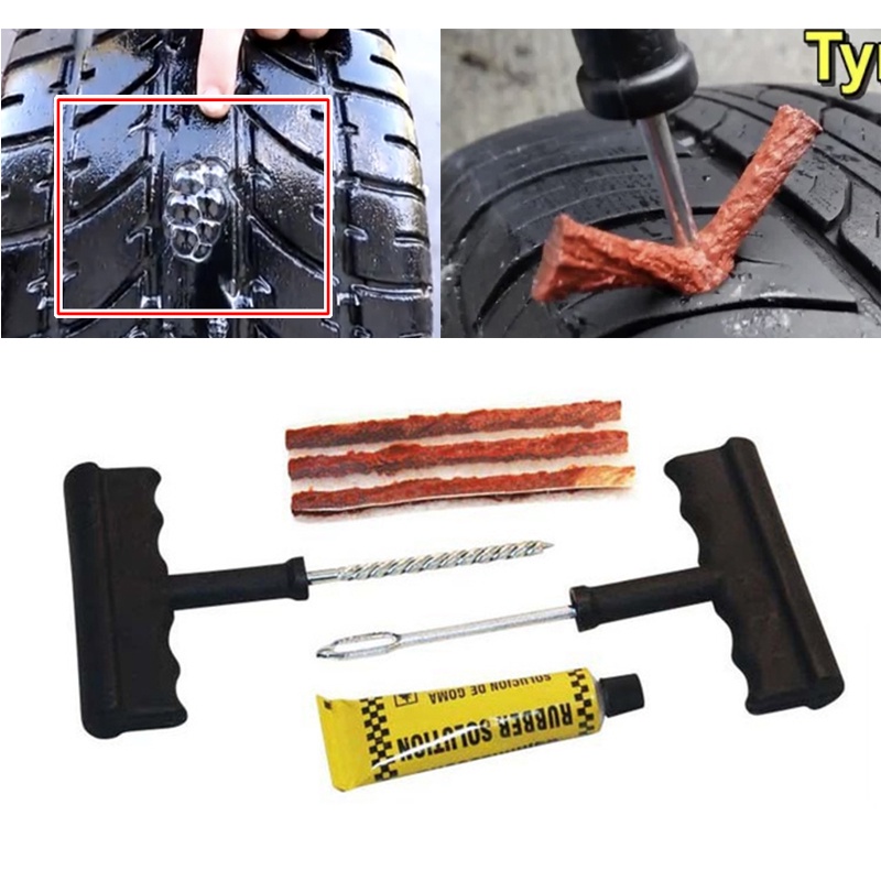 Kit Remendo Pneu Carro Reparo Conserto Moto Macarrão Veicular Borracheiro Emergência Furado Jogo