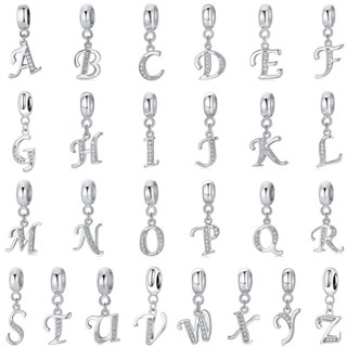 Berloque Pingente Charme Carta Pan Prata 925 Charme Cartas 26 Bracelete Pingente Encanto Diamante