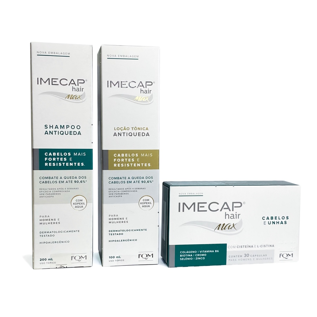 Kit Shampoo Loção Tônica E Capsulas Imecap Hair Max