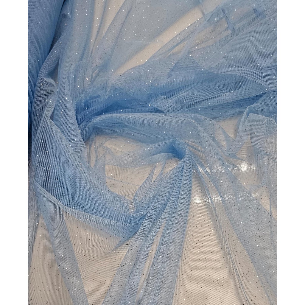 Tecido Tule com Glitter Azul Serenity Fantasy