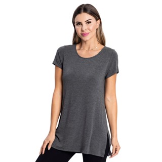 Blusa Básica Alongada Feminina Rovitex Cinza