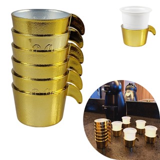 Conjunto Copete 6 Porta Copos Descartavel Cantinho Cafe Plastico Dourado - AMZ