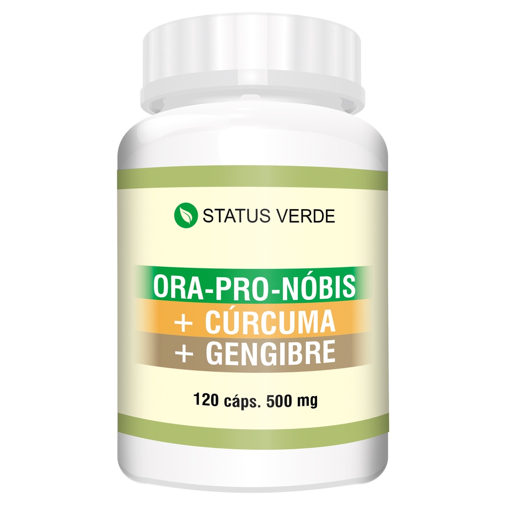 Ora-Pro-Nóbis + Cúrcuma + Gengibre 120Cáps 500mg Status Verde