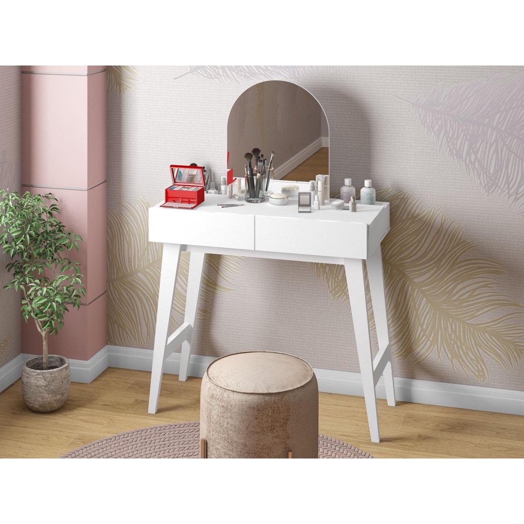 Penteadeira com Espelho 2 Gavetas DJ Móveis Cloe Branco em Oferta na Shopee