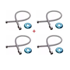 Kit 4 Engate Mangueira Flexível Inox Trançado 40cm