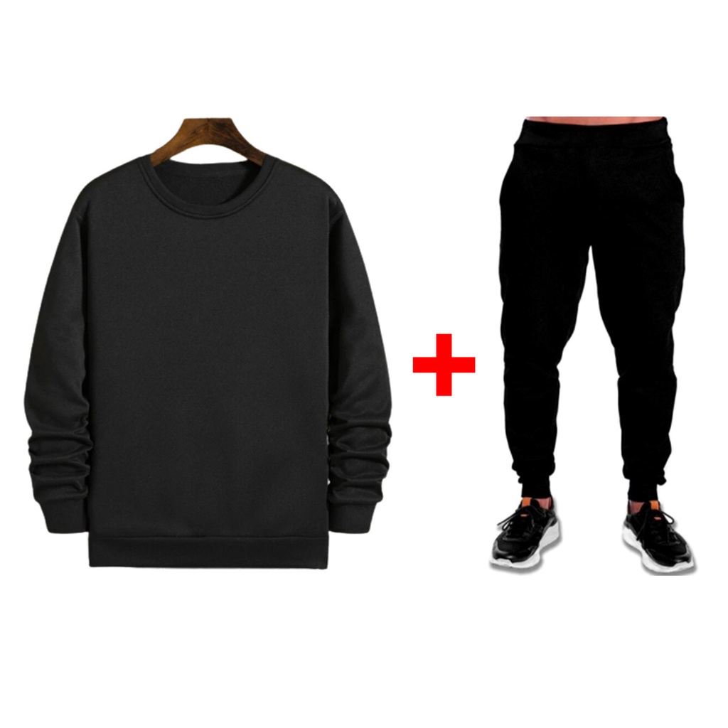 Conjunto Moletom Blusa Gola Careca e Calça Slim Flanelada Unissex