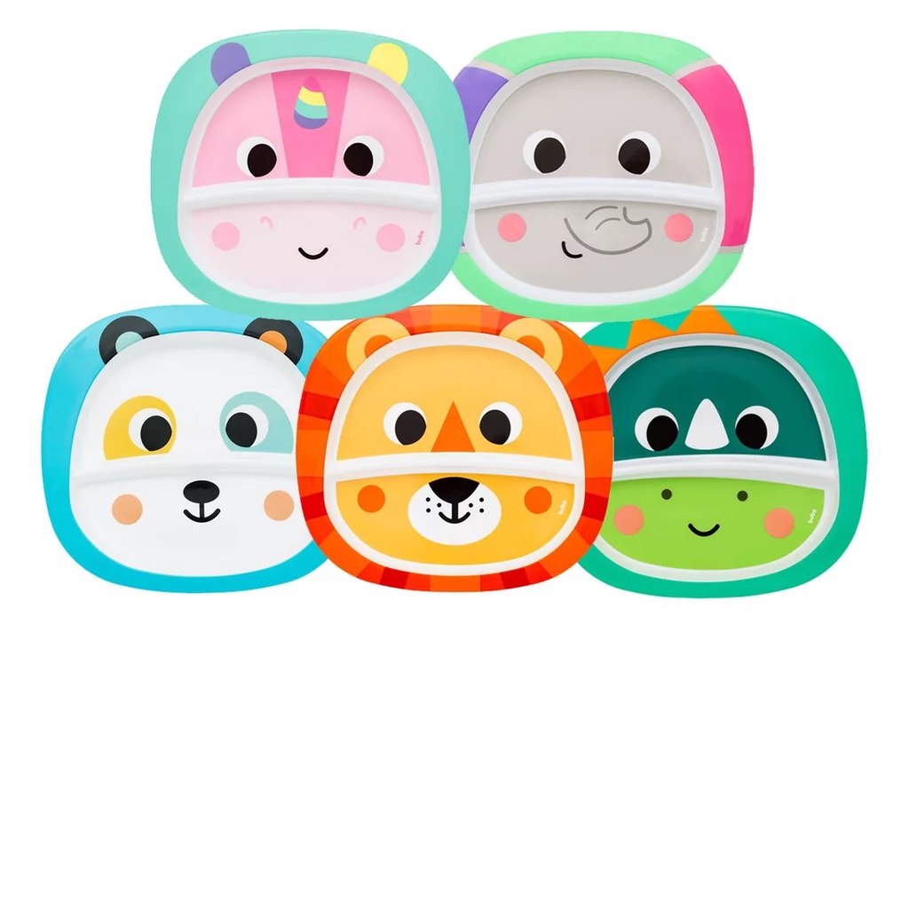 Prato Infantil Divisória Bubazoo 350ml Para Micro-ondas Buba Leão Dino Elefante Unicornio Panda em Oferta na Shopee
