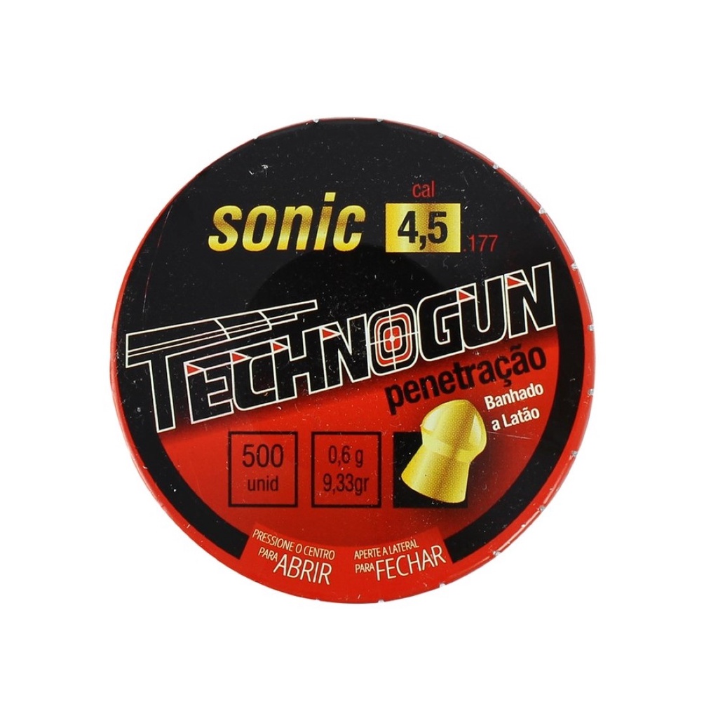 Chumbinho Technogun Sonic Latonado 4.5mm 500un. em Oferta na Shopee