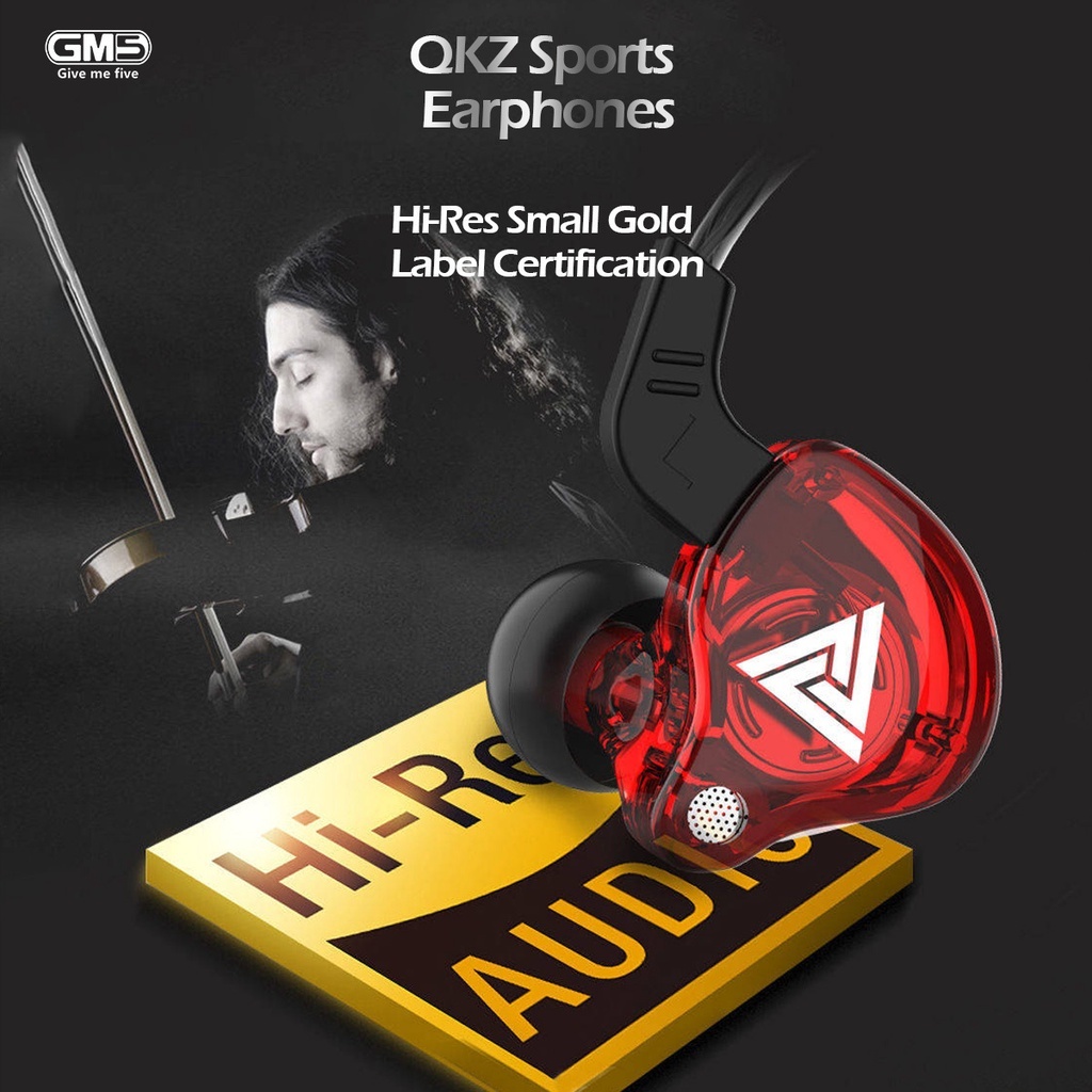 QKZ AK6 fone de ouvido com fio com microfone, cobre driver, fone de ouvido esportivo, hifi, baixo estéreo, no ouvido,