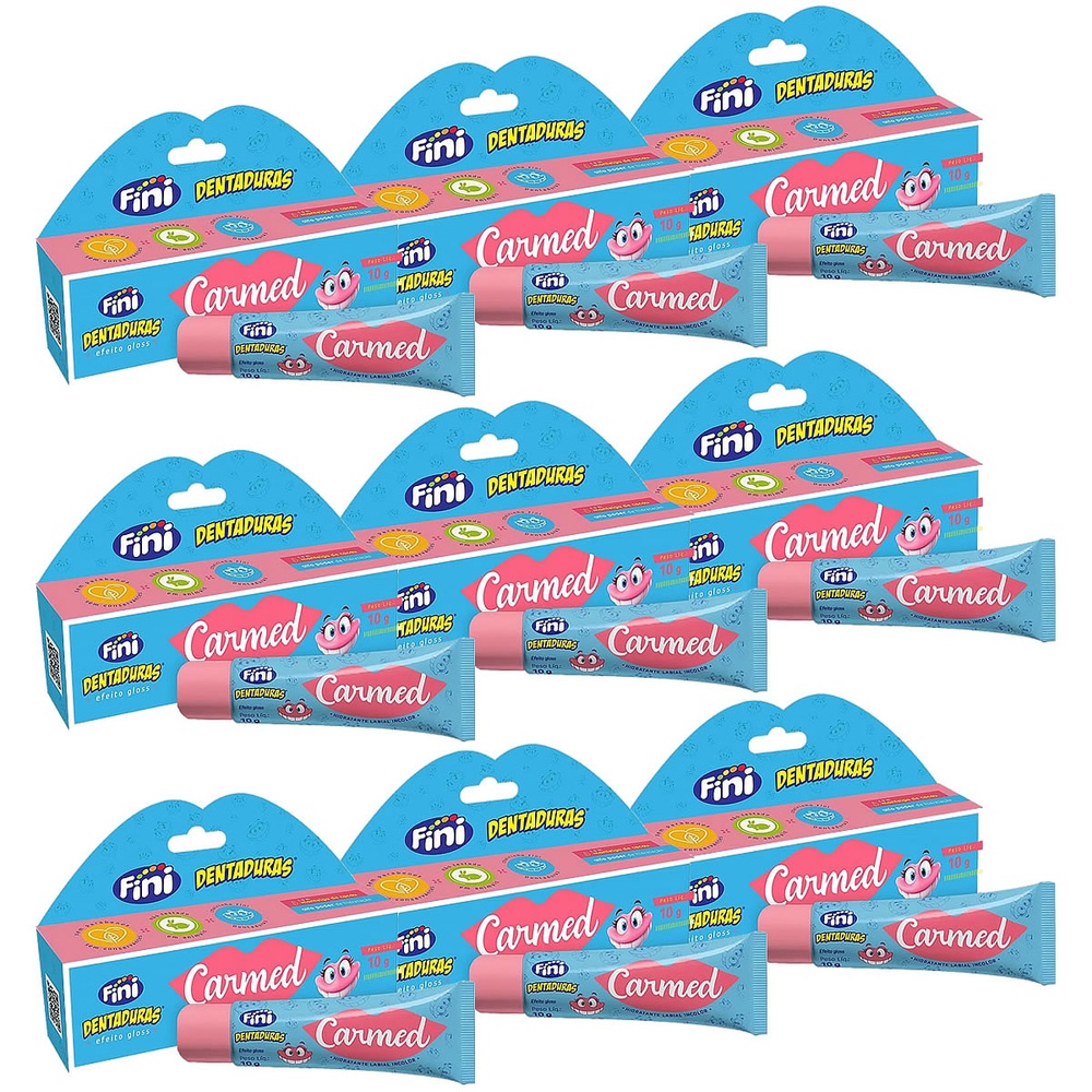 Kit 9 Unidades Hidratante Labial Carmed Fini Dentaduras Efeito Gloss 10g em Oferta na Shopee