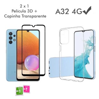 Capa Fosca Capa Case Capinha Anti Shock transparente Samsung Galaxy A32 4g + Película Vidro 3D