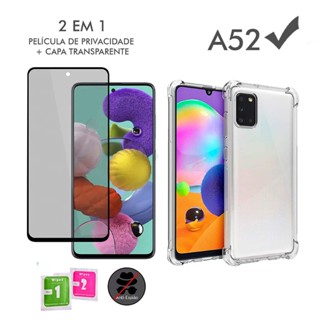 Película Vidro Temperado Privacidade Samsung A52 + Capinha Anti Shock