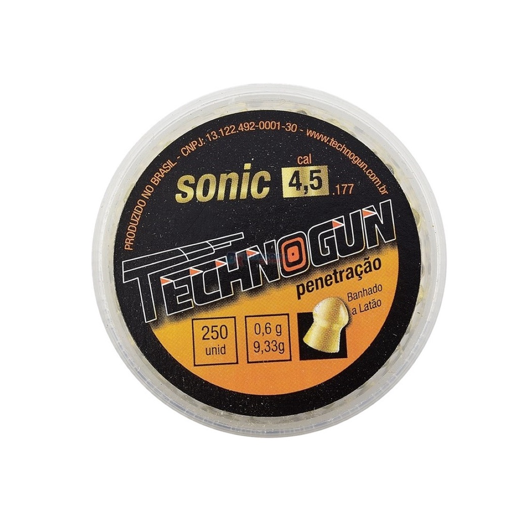 Chumbinho Technogun Sonic Latonado 4.5mm 250un. em Oferta na Shopee