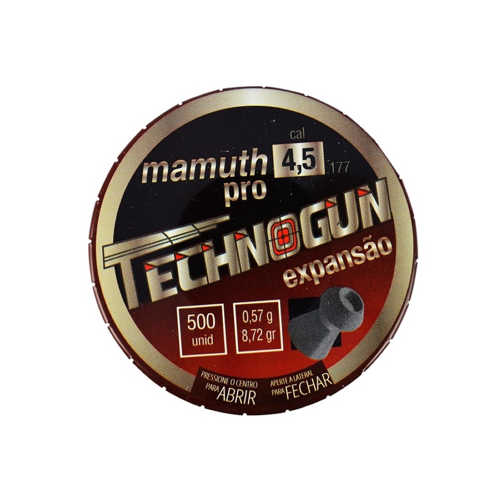 Chumbinho Technogun Mamuth Pro 4.5mm 500un. em Oferta na Shopee