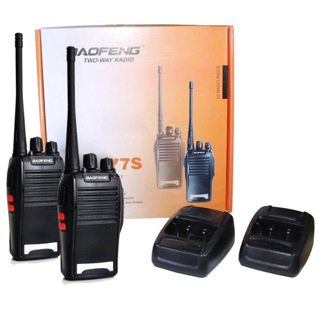 Radio comunicador 777s Kit 2 Radio Comunicador 777s Fone E Base Carregador