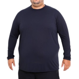 Camisa Plus Size Azul Marinho Proteção Solar 50+ Modelagem Premium Camiseta UV Tecido Térmico