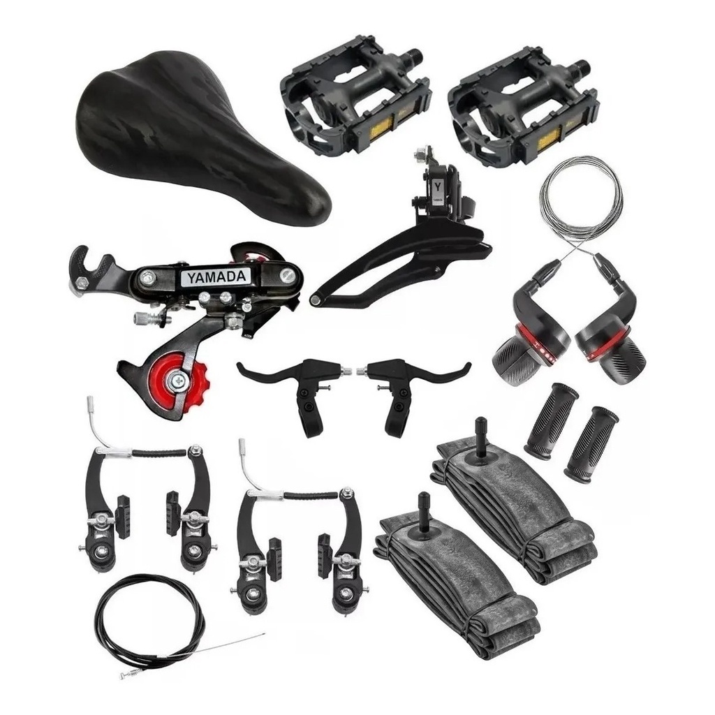 Kit Câmbios 21 18v Marchas Bicicleta + Freio V- Brake Pedal - Sports & Outdoors
