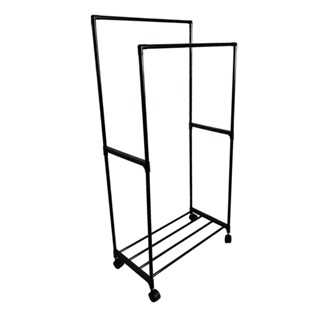 Arara Dupla Com Sapateira E Rodas Quarto Closet 57x30x116cm