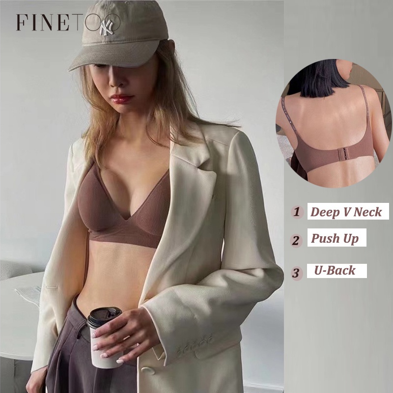 Finetooo Soutien De Beleza Feminino Push Up Bra Costas Sem Fio Suporte Suave Anti-sagging Sports 32-38 Underwear - Sports & Outdoors