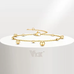 Vnox 18K Gold Ball Pendant Pulseira Para Menina Feminina , Fashion Stainless Steel Hypoallergenic Chain Link Jewelry