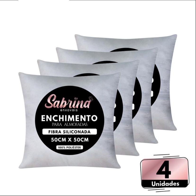Kit 4 Enchimentos Refil Almofada 50x50 Fibra Siliconada
