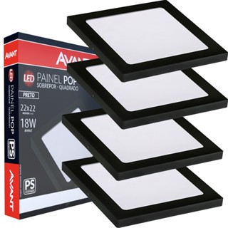 4 Painel Plafon Sobrepor Luminária de Gesso 18w Luz Branca Bivolt 6500K Avant em Oferta na Shopee