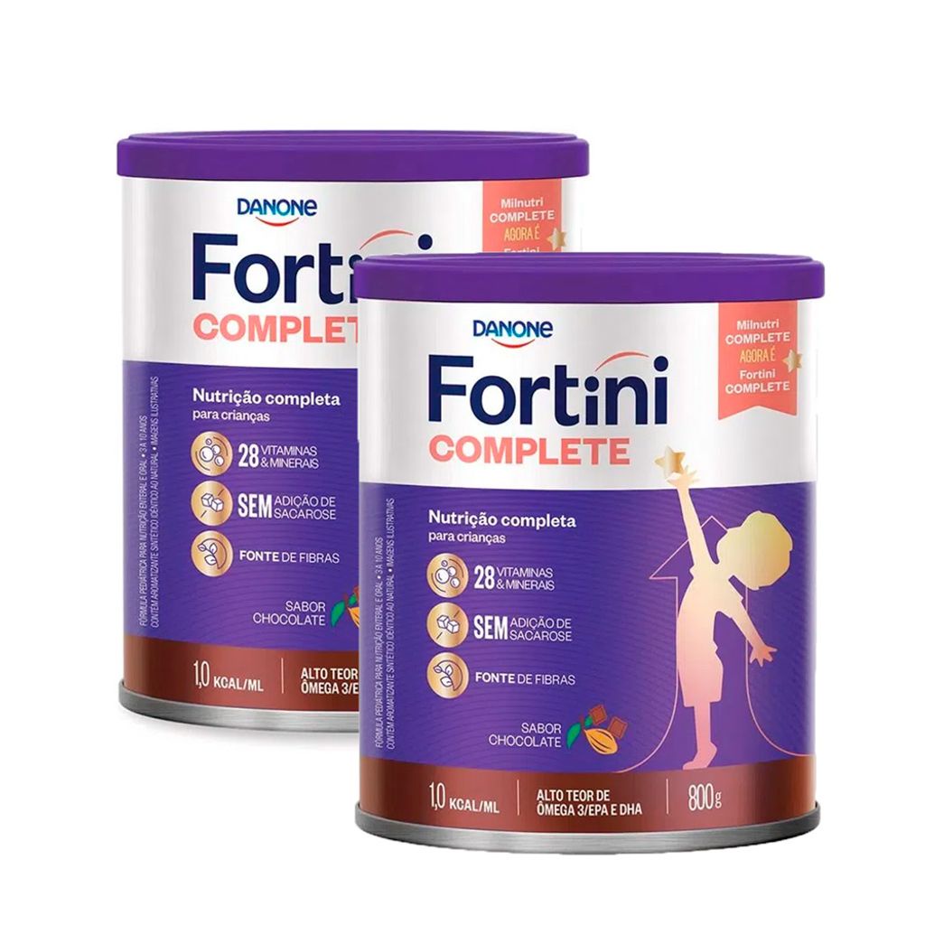 Fortini Complete Sabor Chocolate 800g | Kit com duas unidades Fortini Complete Sabor Chocolate 800g | Kit com duas unidades