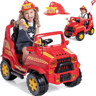 Carrinho de Passeio e Pedal Calesita Diipi Bombeiro Vermelho em Oferta na Shopee