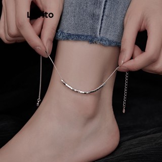 Lovito Casual Tornozeleira Feminina Lisa de Metal LFA01155 (Prateado)